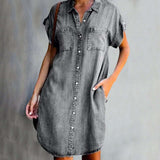 Robe Femme en Jean avec Coupe Évasée et Taille Cintrée
