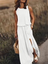 Femme Robe Longue Maxi Unie Coupe Fluide