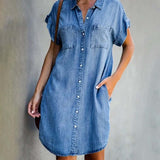 Robe Femme en Jean avec Coupe Évasée et Taille Cintrée