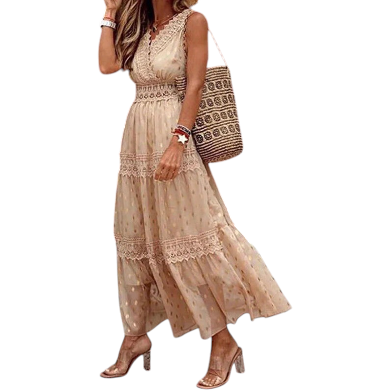 Robe d'Été Femme en Dentelle Style Bohème avec Motifs Floraux