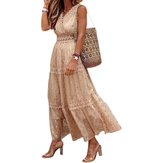 Robe d'Été Femme en Dentelle Style Bohème avec Motifs Floraux