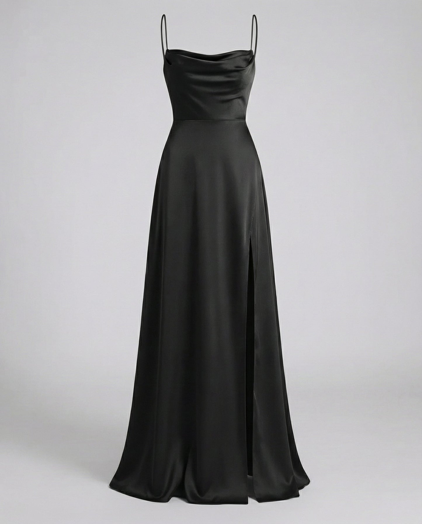 Femme Robe Longue de Soirée sans Manches avec Encolure Drapée et Fente Latérale