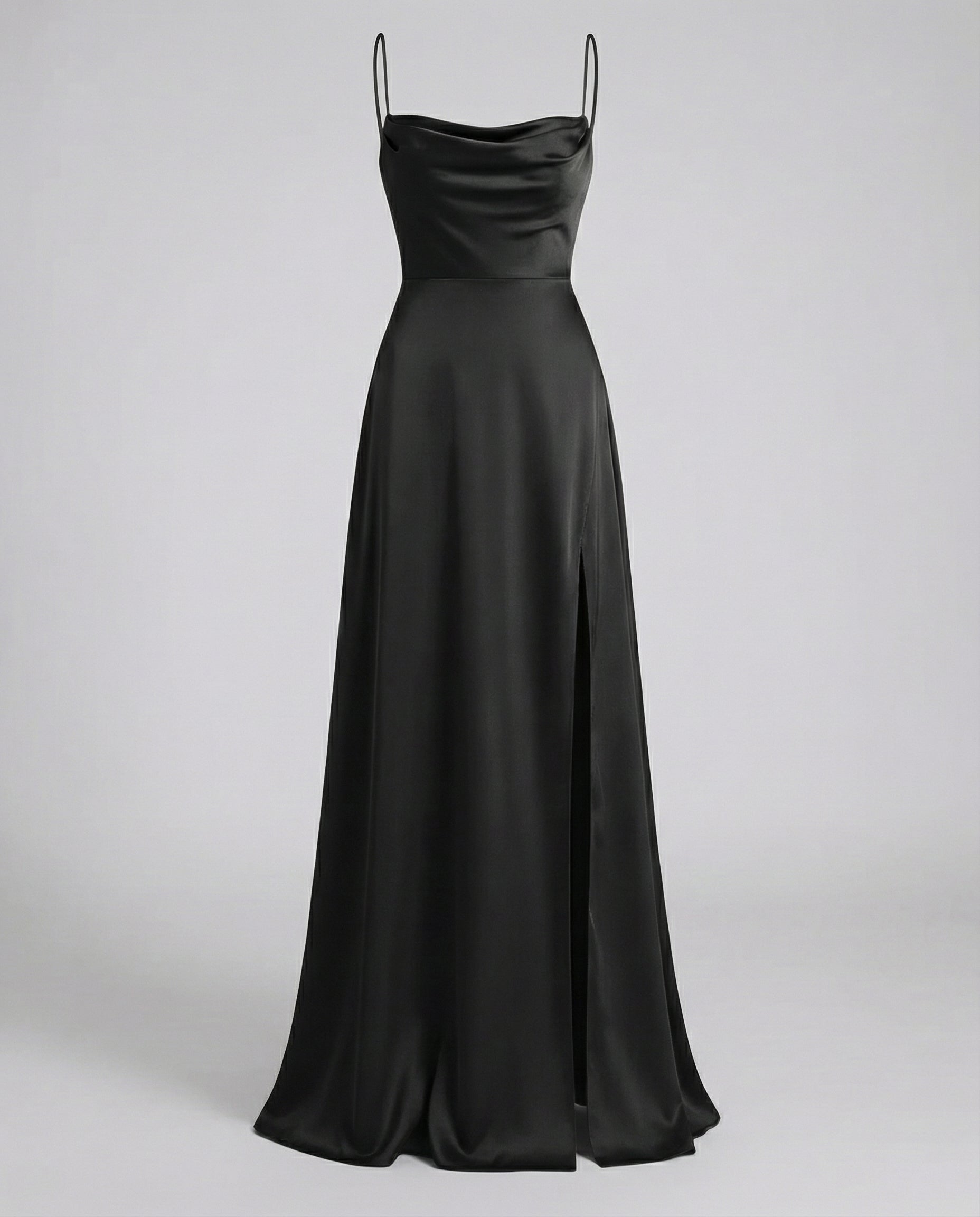 Femme Robe Longue de Soirée sans Manches avec Encolure Drapée et Fente Latérale