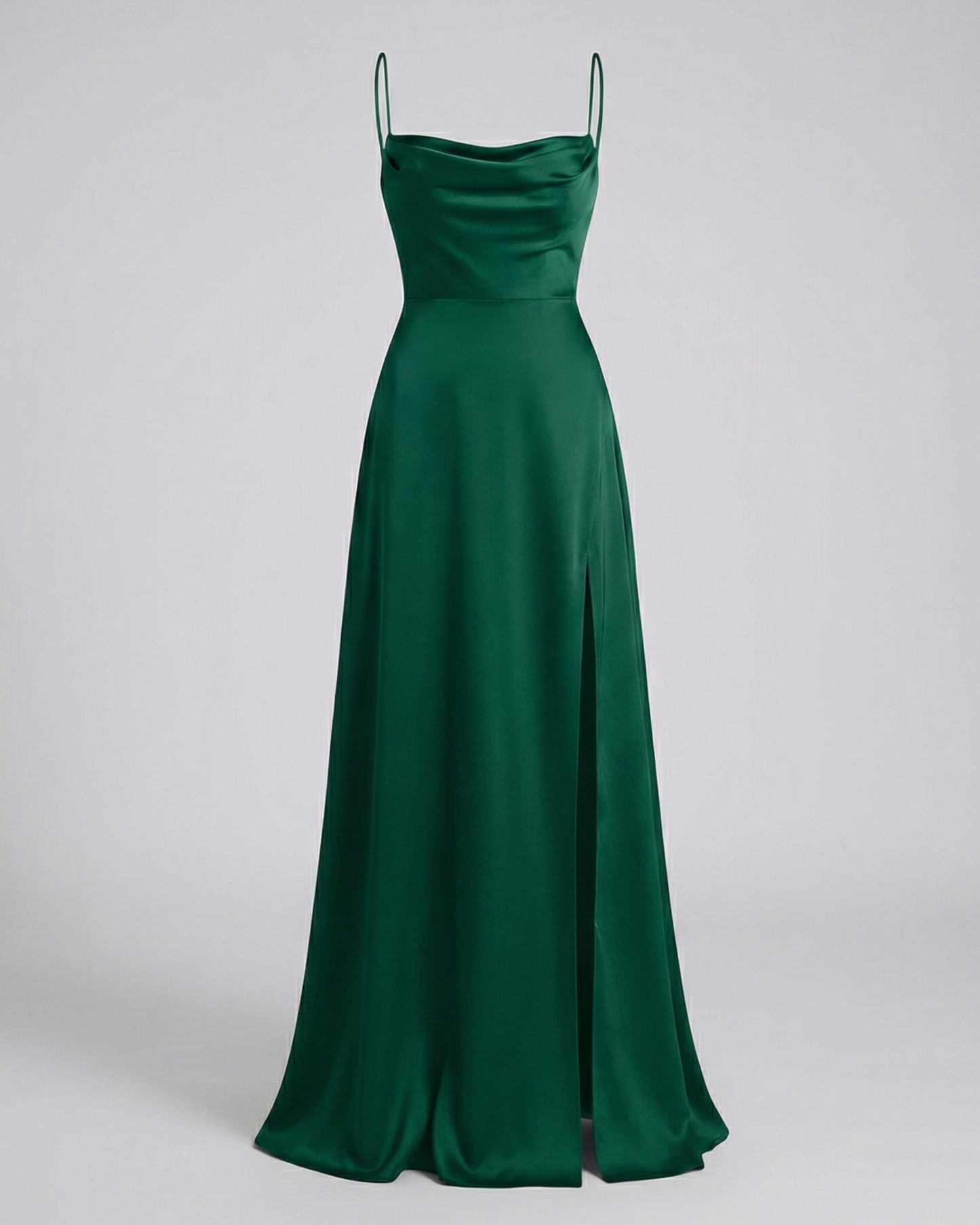 Femme Robe Longue de Soirée sans Manches avec Encolure Drapée et Fente Latérale