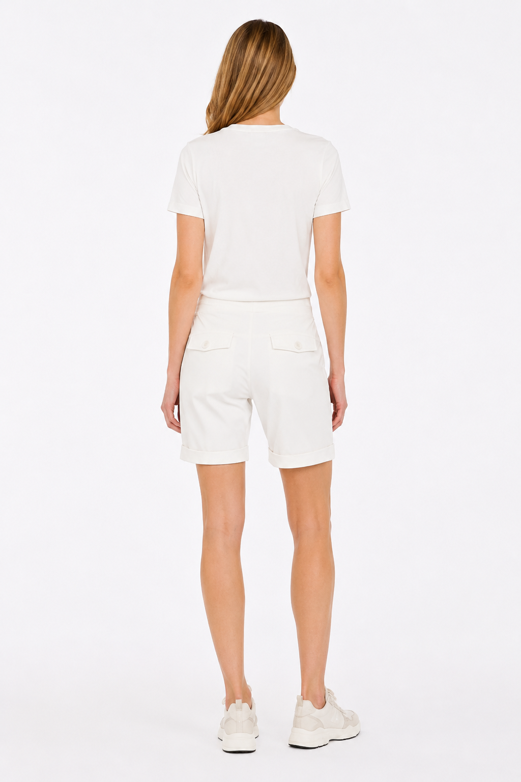 Femme Short à Taille Élastiquée avec Cordon de Serrage et Poches