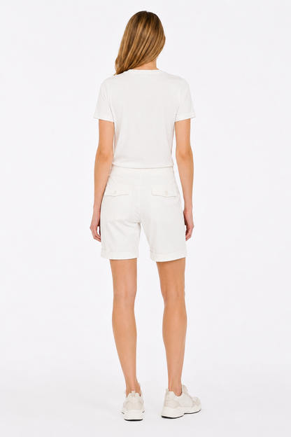 Femme Short à Taille Élastiquée avec Cordon de Serrage et Poches